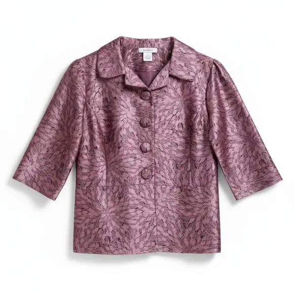 VTG 90s Dressbarn Pink Metallic Teardrop Jacquard Dress Jacket Blazer Sz S - Picture 7 of 9